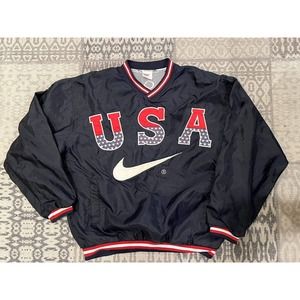 Vintage Nike USA Center Swoosh Pullover Windbreaker Jacket XL RARE Spellout 90s